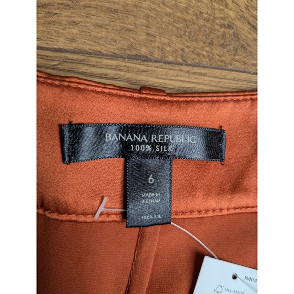 Banana Republic Rust Orange 100% Silk Wide Leg Palazzo Pants Size 6 - Picture 5 of 10